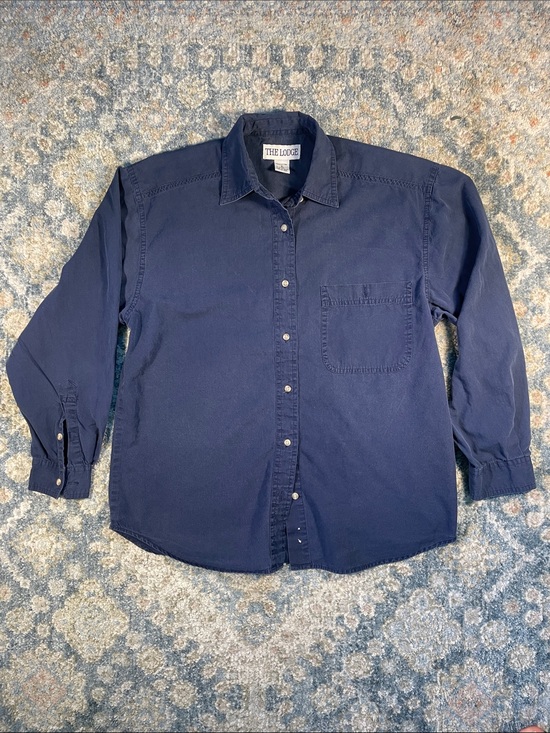 Lodge Tops - The Lodgè Women's Navy Button-Down Shirt - Classic Long Sleeve